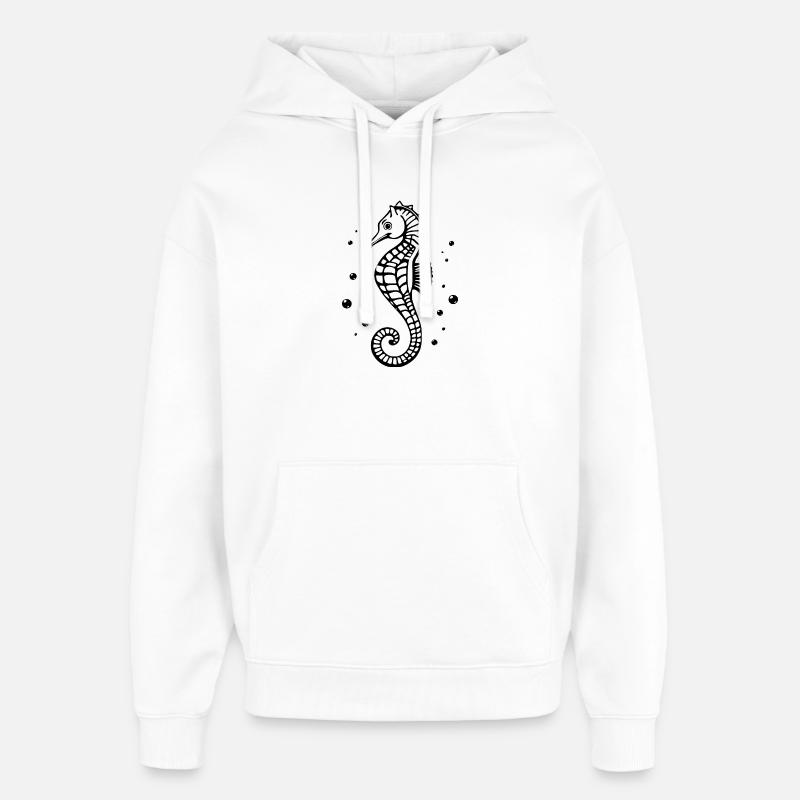 Cadeau de Noël Hippocampe - Sweat à capuche unisexe Stanley/Stella Oversized - blanc