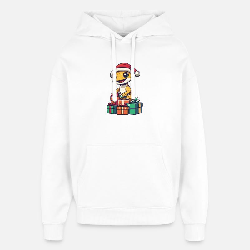 Cadeaux de Noël Gecko Lézard - Sweat à capuche unisexe Stanley/Stella Oversized - blanc