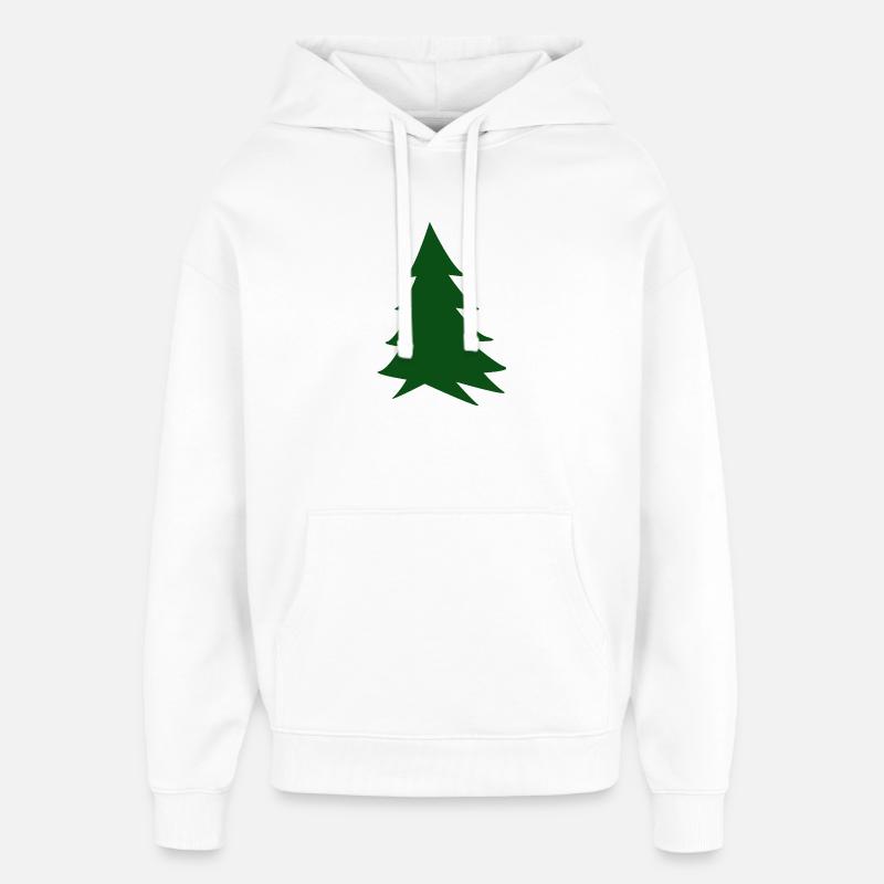Sapin silhouette vert profond - Sweat à capuche unisexe Stanley/Stella Oversized - blanc