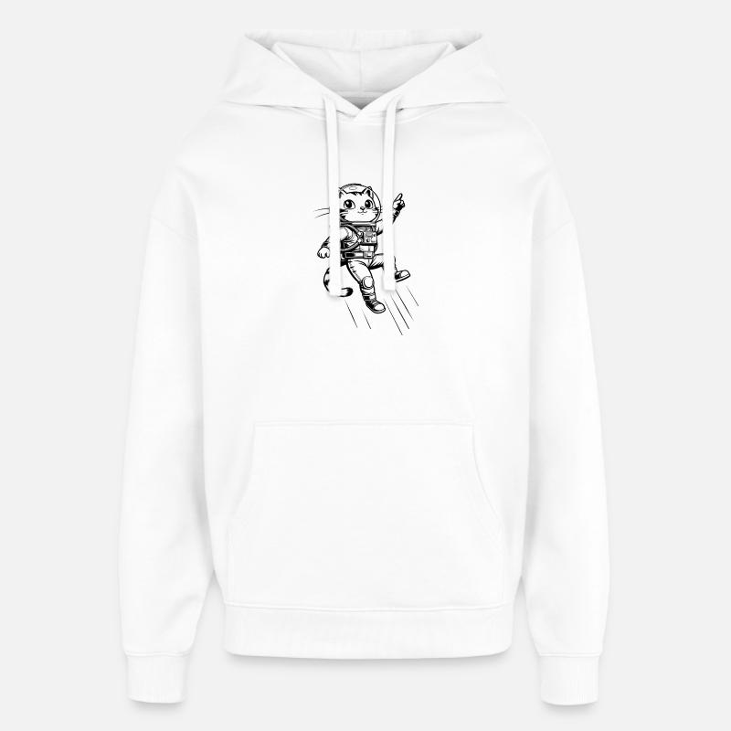 Chat astronaute - Sweat à capuche unisexe Stanley/Stella Oversized - blanc