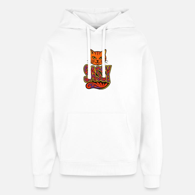 Sassy Cat Psychedelic Script - Oversized Unisex Hoodie by Stanley/Stella - white