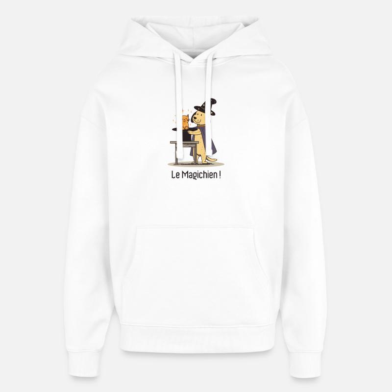 LE MAGICHIEN - chien magicien drôle enfant - Sweat à capuche unisexe Stanley/Stella Oversized - blanc