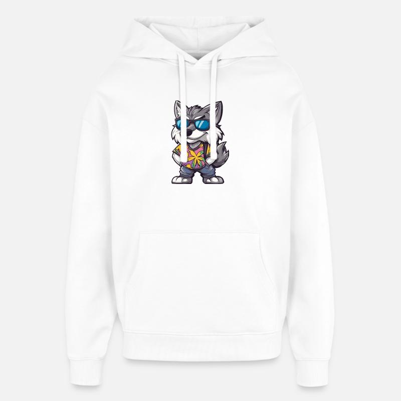 Wolf Comic Vacation - Oversized Unisex Hoodie by Stanley/Stella - white
