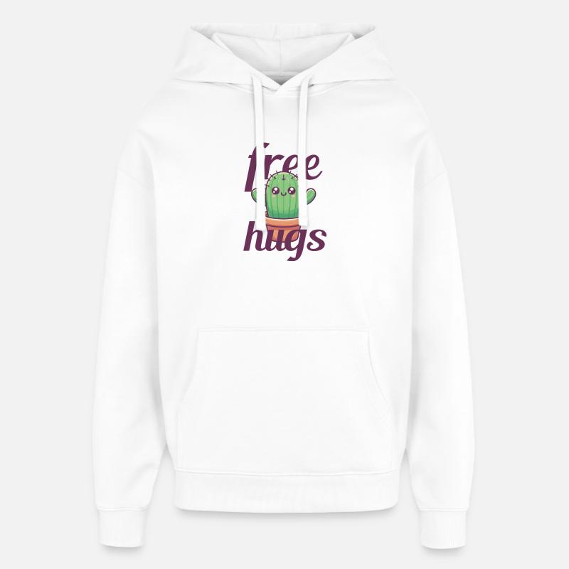 Cactus câlins gratuits - Sweat à capuche unisexe Stanley/Stella Oversized - blanc