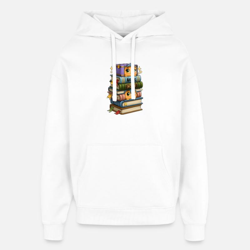 Book Stack with Birds - Oversized Unisex Hoodie by Stanley/Stella - white