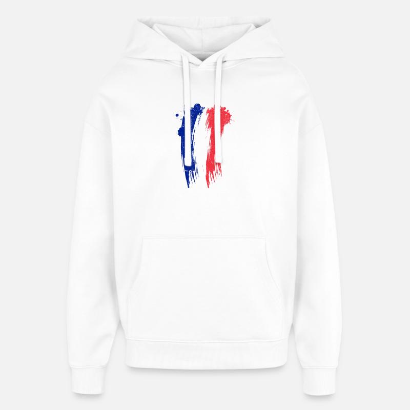 Drapeau français coup de pinceau - Sweat à capuche unisexe Stanley/Stella Oversized - blanc