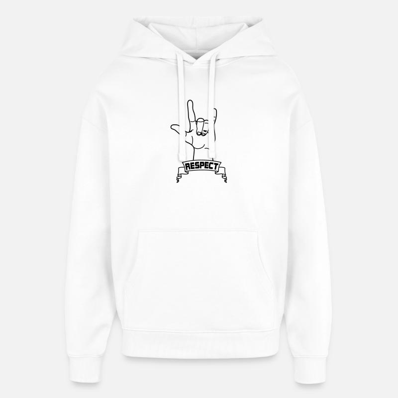 Hand gesture respect with text RESPECT - Oversized Unisex Hoodie by Stanley/Stella - white