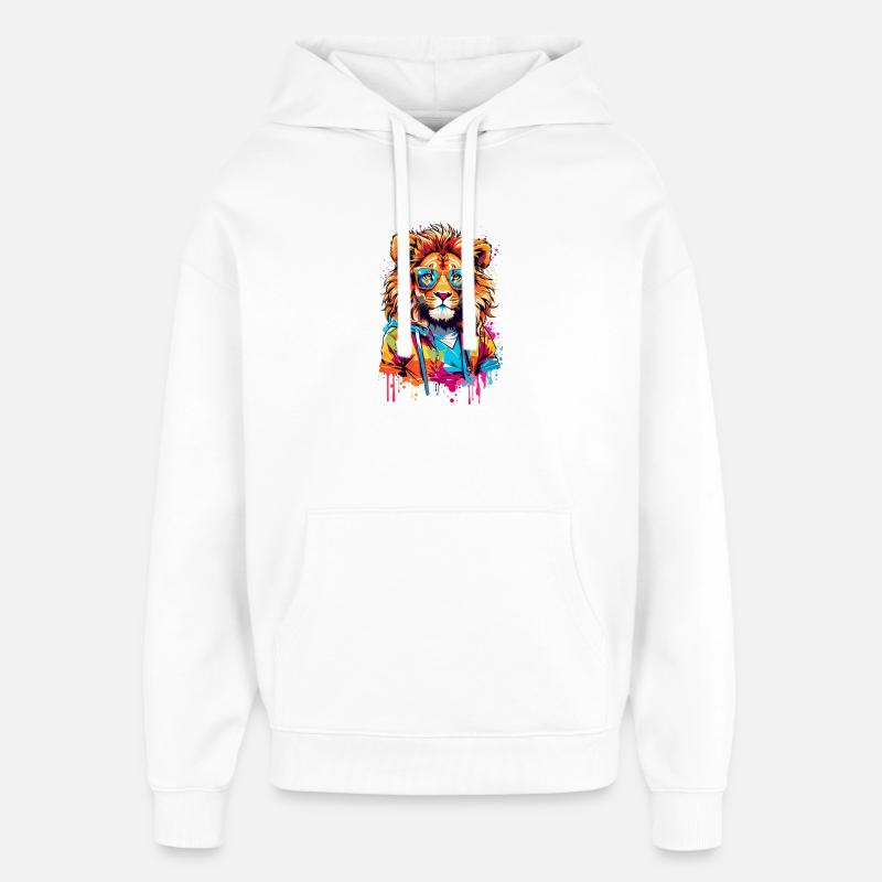 Cool Lion - Sweat à capuche unisexe Stanley/Stella Oversized - blanc