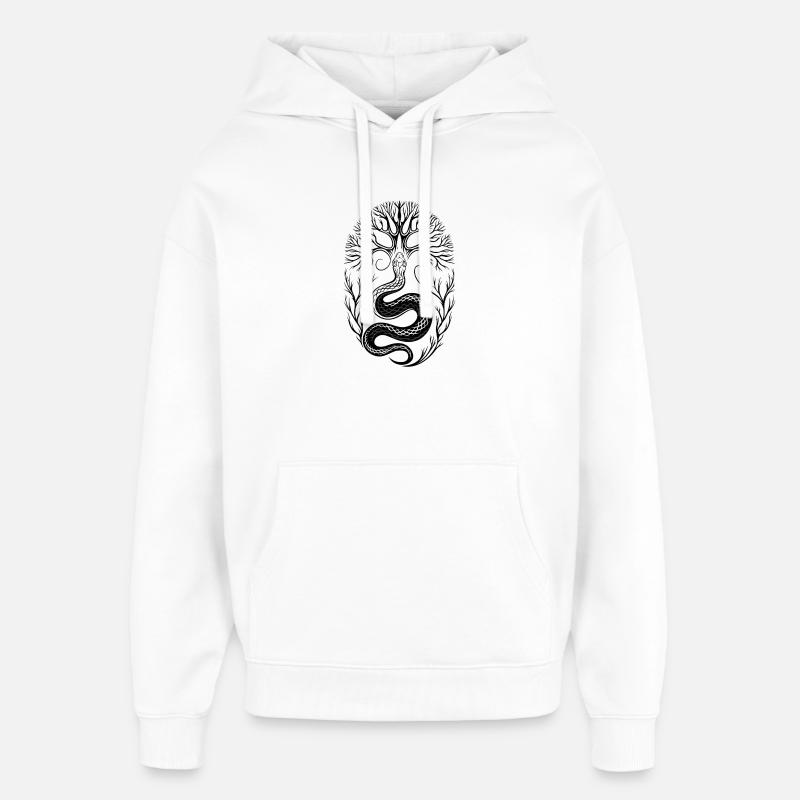 Serpent avec arbre en hiver - Sweat à capuche unisexe Stanley/Stella Oversized - blanc