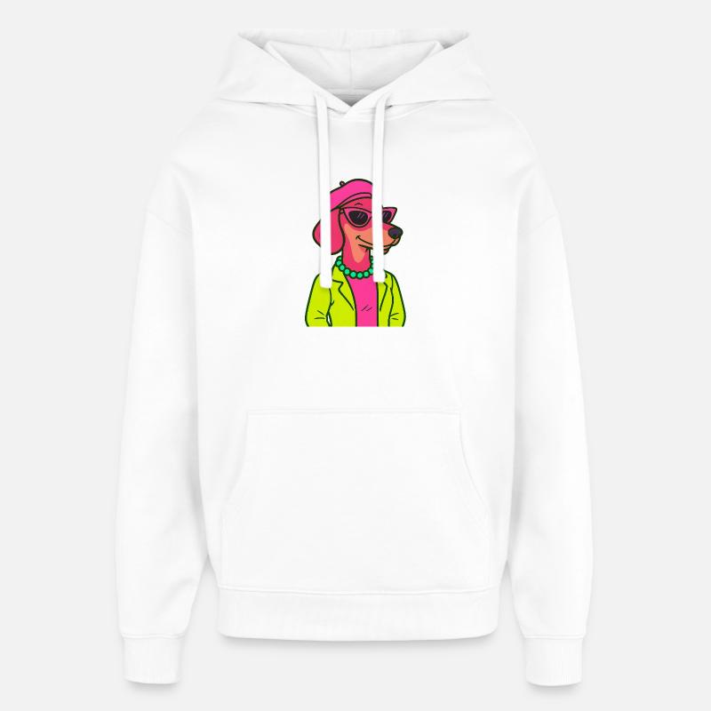 Dame teckel néon - Sweat à capuche unisexe Stanley/Stella Oversized - blanc