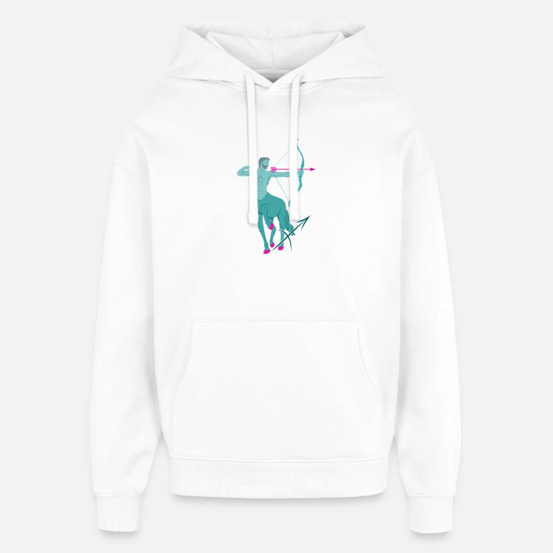Signe du zodiaque Sagittaire - Sweat à capuche unisexe Stanley/Stella Oversized - blanc