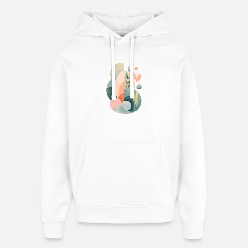 Pastel Abstract Flora Composition - Oversized Unisex Hoodie by Stanley/Stella - white