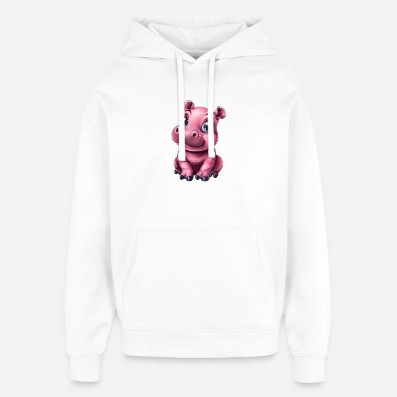 Mignon bébé hippopotame rose rose - Sweat à capuche unisexe Stanley/Stella Oversized - blanc