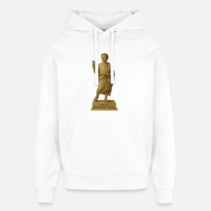 Sculpture romaine moderne avec smartphone - Sweat à capuche unisexe Stanley/Stella Oversized - blanc