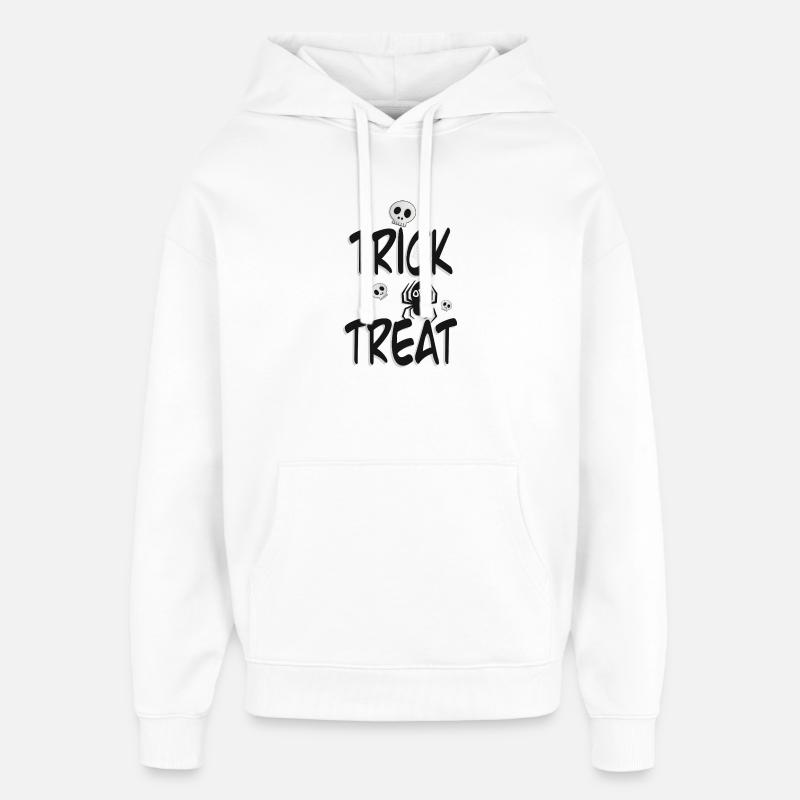 Trick or Treat – Design 🕷️💀 d’Halloween - Sweat à capuche unisexe Stanley/Stella Oversized - blanc