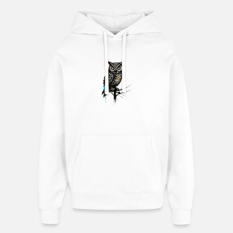 NightOwl avec des éclaboussures de peinture - Sweat à capuche unisexe Stanley/Stella Oversized - blanc
