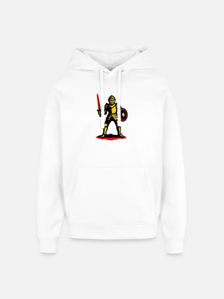 Yellow Knight with Red Sword - Oversized Unisex Hoodie by Stanley/Stella - white