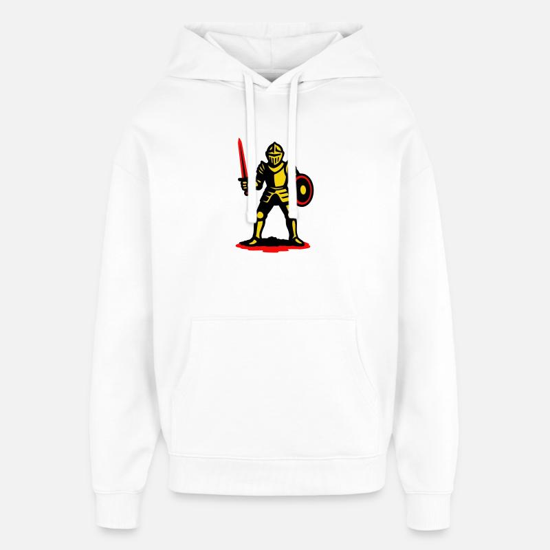 Chevalier jaune à l’épée rouge - Sweat à capuche unisexe Stanley/Stella Oversized - blanc