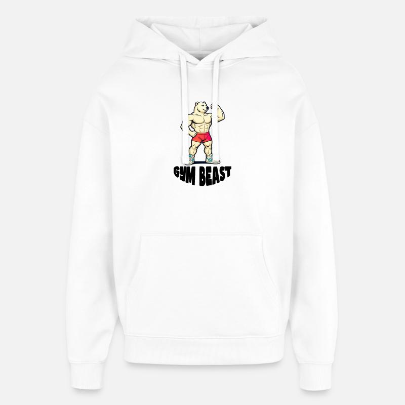 muscle ours puissance pose dessin animé - Sweat à capuche unisexe Stanley/Stella Oversized - blanc