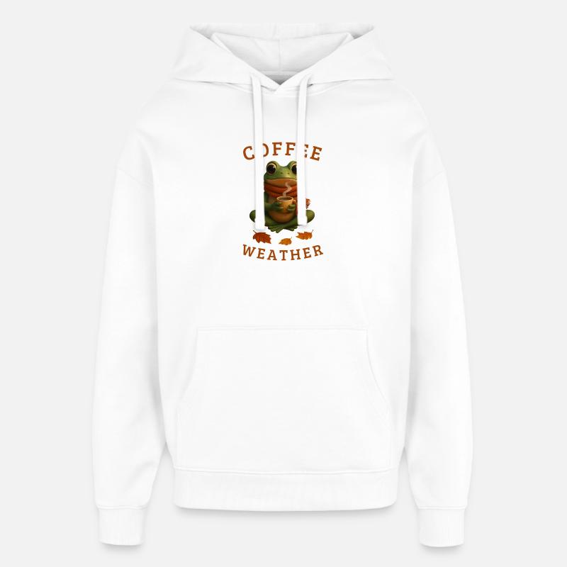 Herbstfrosch Frosch mit Kaffee Herbst Geschenkidee - Oversized Unisex Hoodie von Stanley/Stella - Weiß