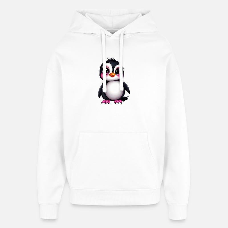 mignon pingouin :) - Sweat à capuche unisexe Stanley/Stella Oversized - blanc