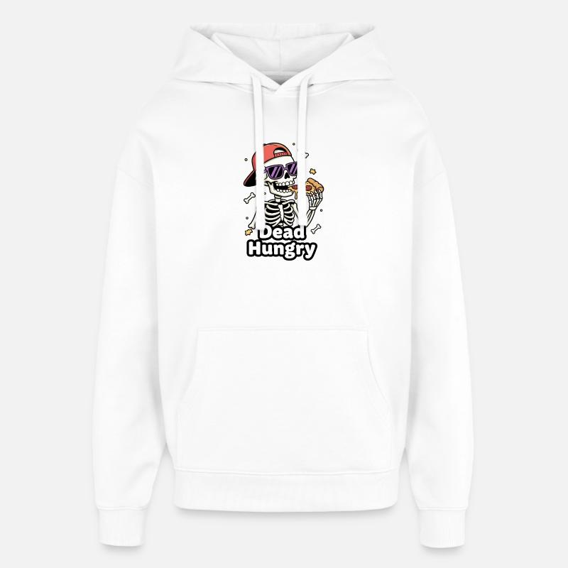 Pizza squelette affamé mort - Sweat à capuche unisexe Stanley/Stella Oversized - blanc