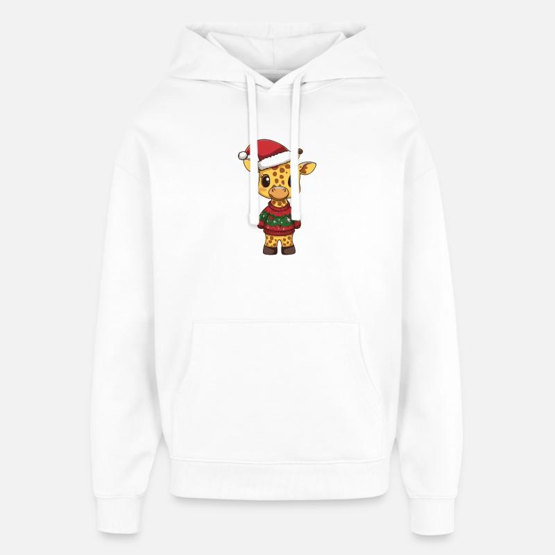 Noël girafe - Sweat à capuche unisexe Stanley/Stella Oversized - blanc