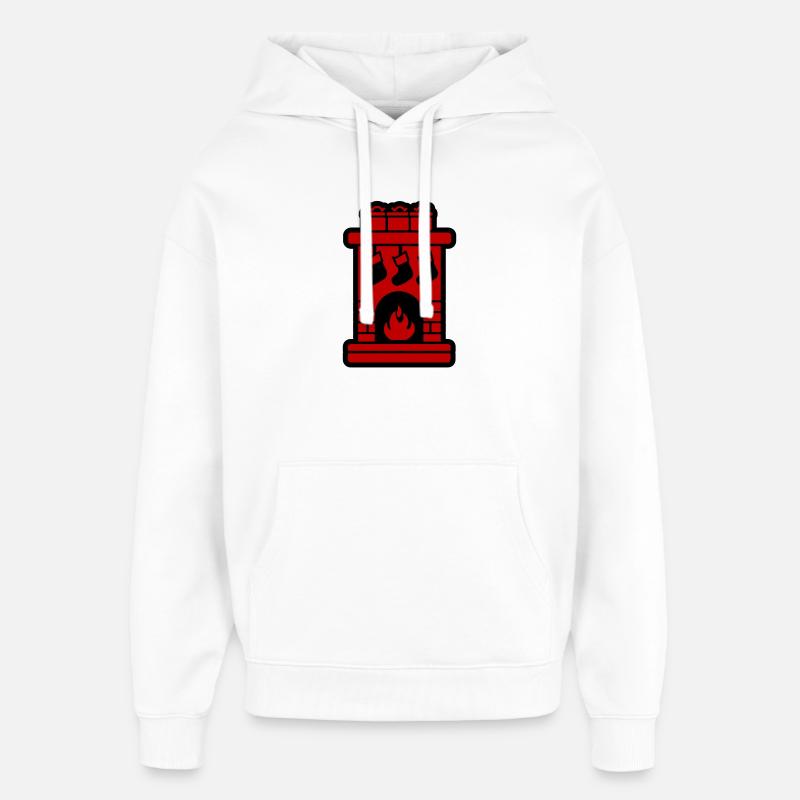 Cheminée de Noël Cheminée de Noël - Sweat à capuche unisexe Stanley/Stella Oversized - blanc