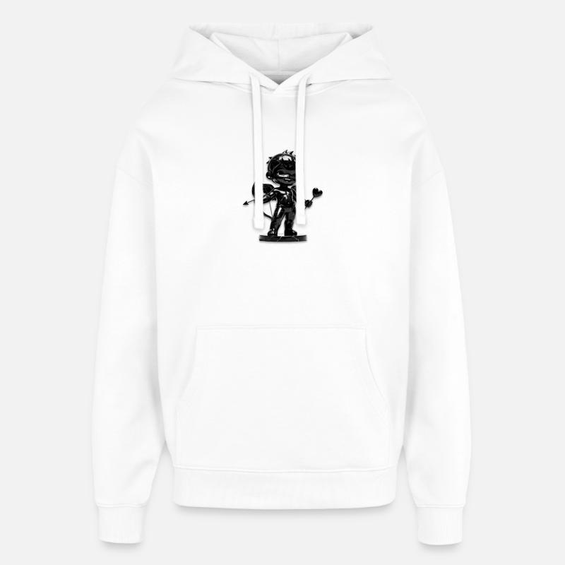 Cupidon Noir avec Arc - Sweat à capuche unisexe Stanley/Stella Oversized - blanc