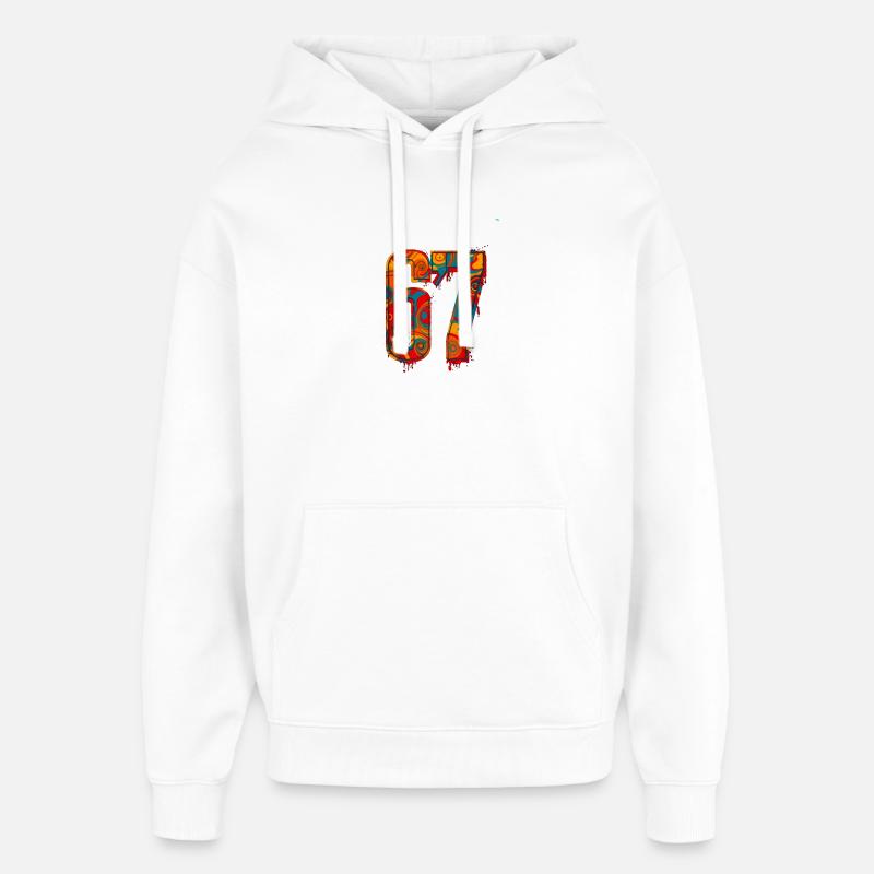 Psychédélique 67 chiffres - Sweat à capuche unisexe Stanley/Stella Oversized - blanc