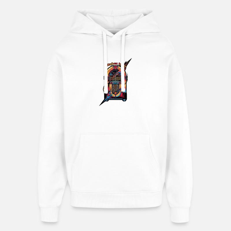 Amateur de jukebox Neon Rétro - Sweat à capuche unisexe Stanley/Stella Oversized - blanc