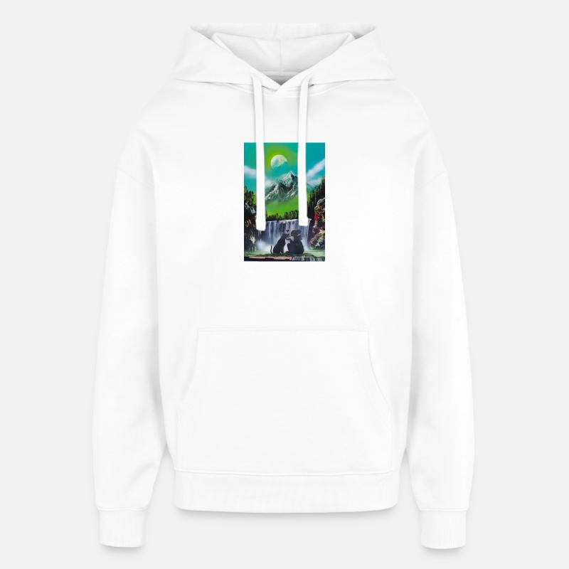 Amour en cascade lunaire - Sweat à capuche unisexe Stanley/Stella Oversized - blanc