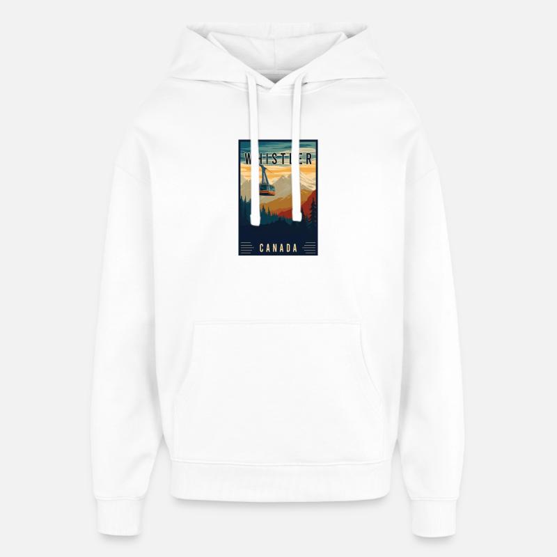 Découvrez Winter Wonderland Whistler au Canada - Sweat à capuche unisexe Stanley/Stella Oversized - blanc
