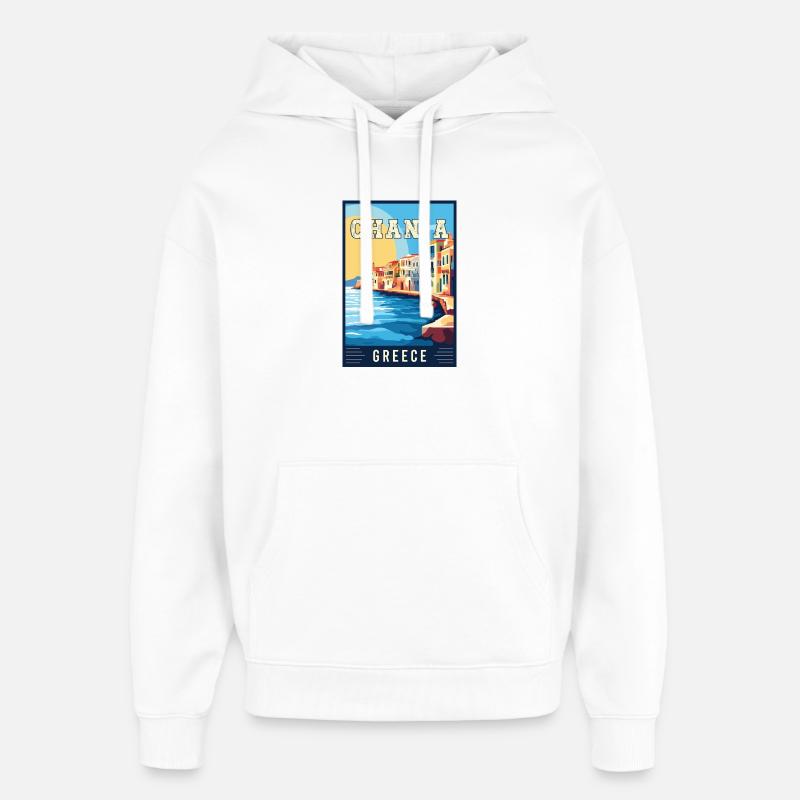 Découvrez la magnifique Chanée en Grèce - Sweat à capuche unisexe Stanley/Stella Oversized - blanc