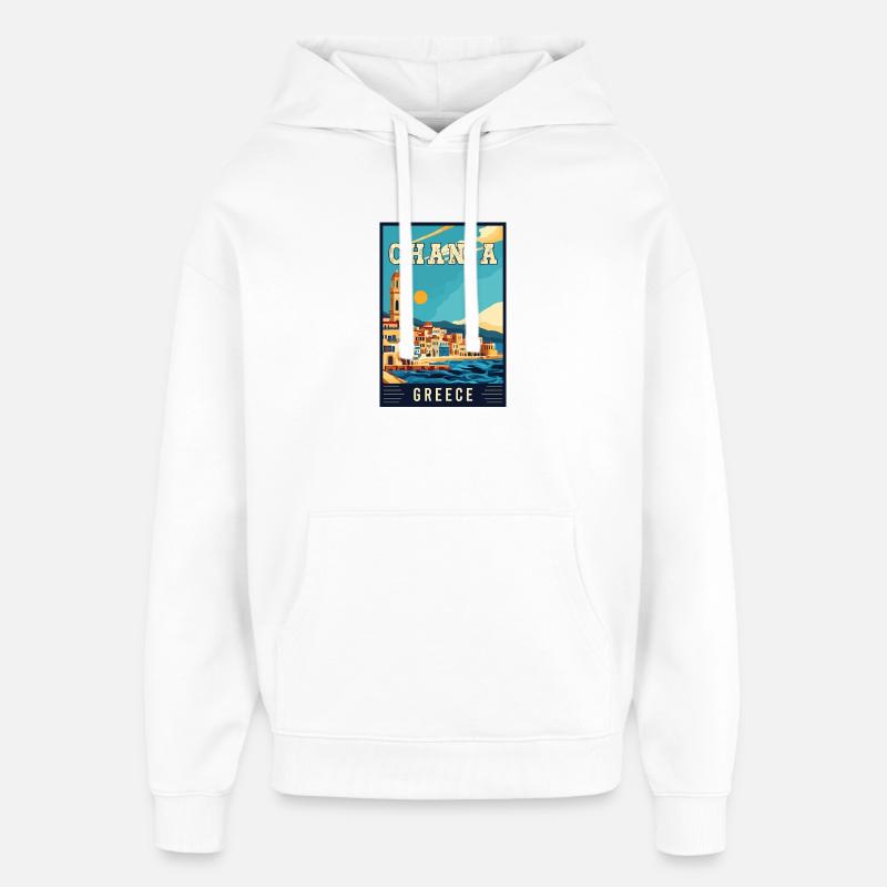 Vivez la magnifique Chanée en Grèce - Sweat à capuche unisexe Stanley/Stella Oversized - blanc