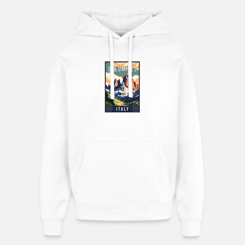 Découvrez les majestueuses Dolomites en Italie - Sweat à capuche unisexe Stanley/Stella Oversized - blanc