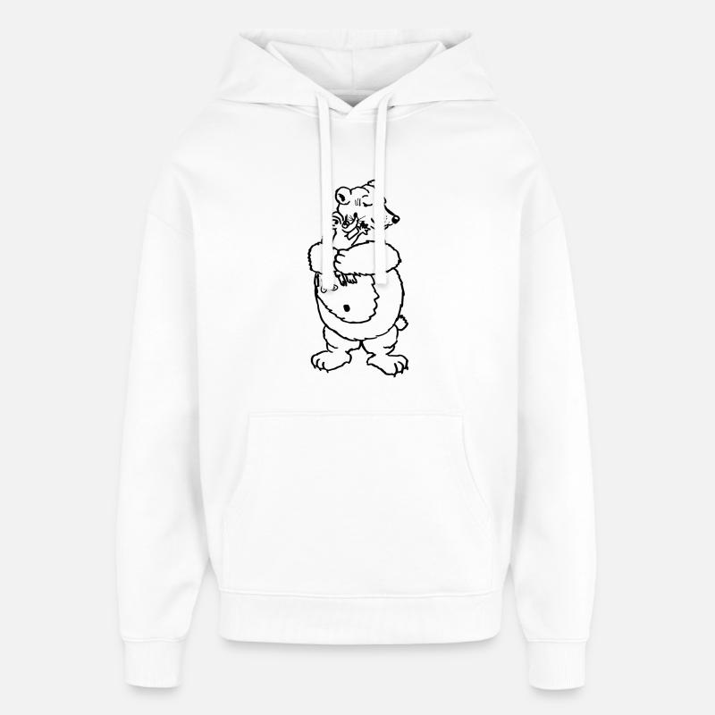 Mouse Bear Hug Love Mouse Bear - Oversized Unisex Hoodie by Stanley/Stella - white