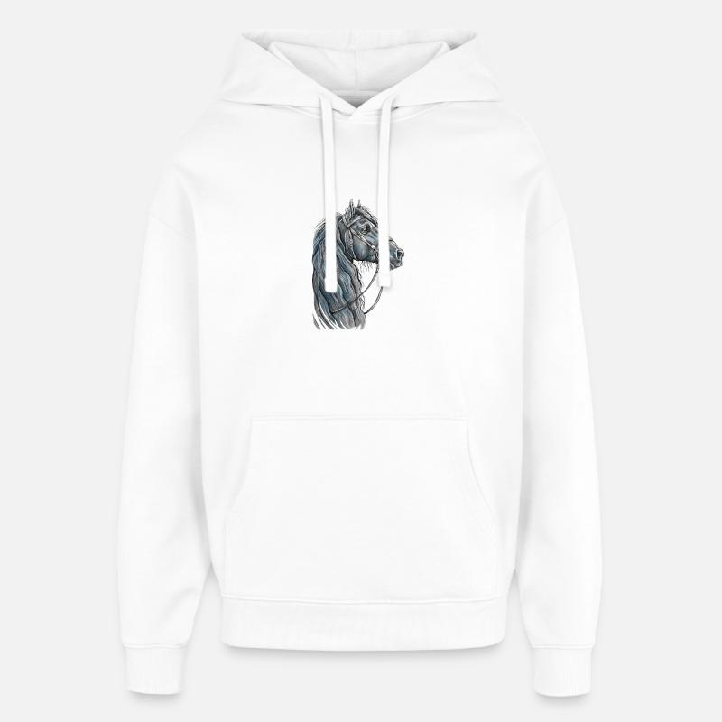 Portrait de cheval - Sweat à capuche unisexe Stanley/Stella Oversized - blanc