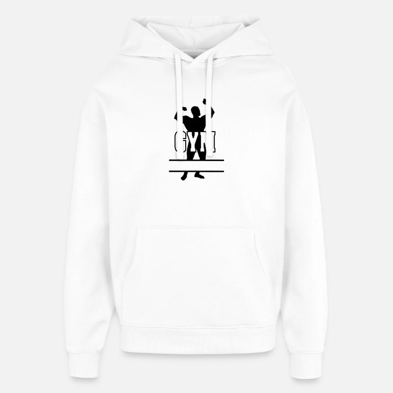 Bodybuilder transparenter Text 'GYM' - Oversized Unisex Hoodie von Stanley/Stella - Weiß