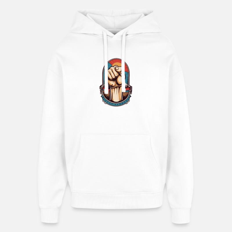 Poing levé Restez fort - Sweat à capuche unisexe Stanley/Stella Oversized - blanc