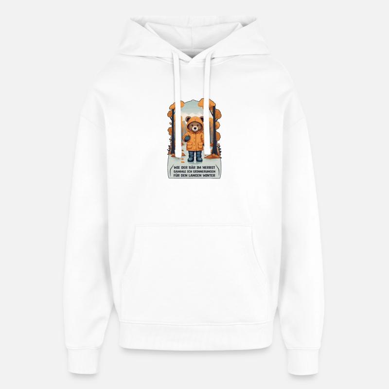 Comme l’ours en automne - Sweat à capuche unisexe Stanley/Stella Oversized - blanc