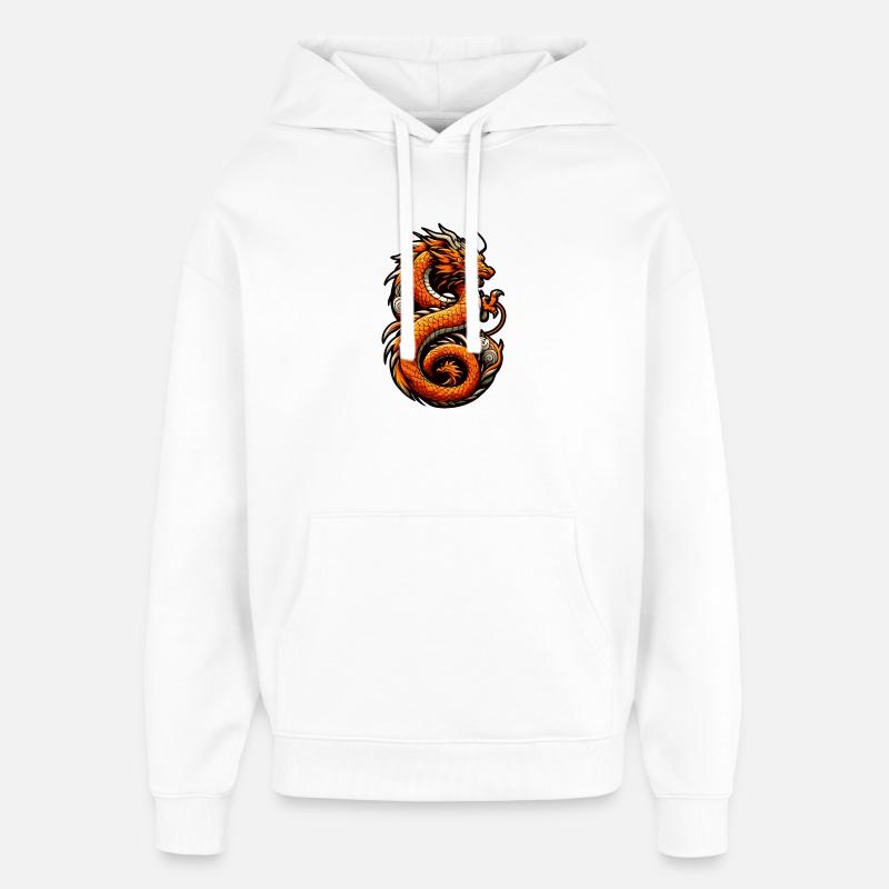 DRAGON MAJESTUEUX | LUNAIRE DORÉ - Sweat à capuche unisexe Stanley/Stella Oversized - blanc