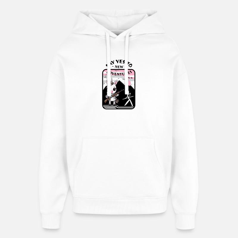 Licorne zèbre - Sweat à capuche unisexe Stanley/Stella Oversized - blanc