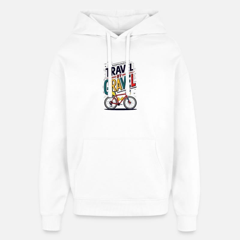 Voyage en gravier cyclisme illustration - Sweat à capuche unisexe Stanley/Stella Oversized - blanc