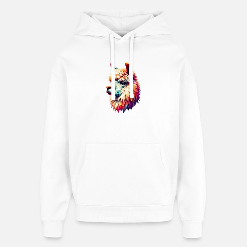 Alpaga polygonal - Sweat à capuche unisexe Stanley/Stella Oversized - blanc