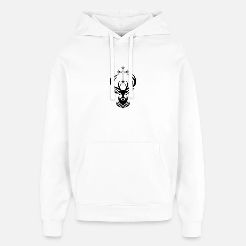 Saint-Hubert – Le cerf à la croix - Sweat à capuche unisexe Stanley/Stella Oversized - blanc