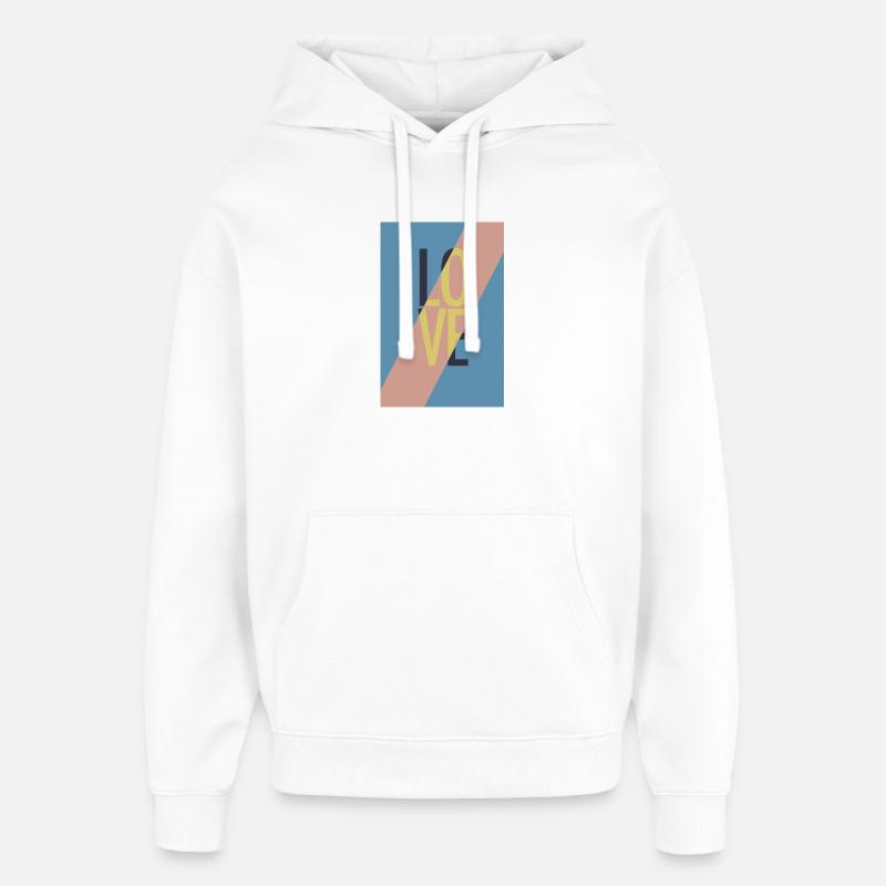 Message d’amour moderne avec design abstrait - Sweat à capuche unisexe Stanley/Stella Oversized - blanc
