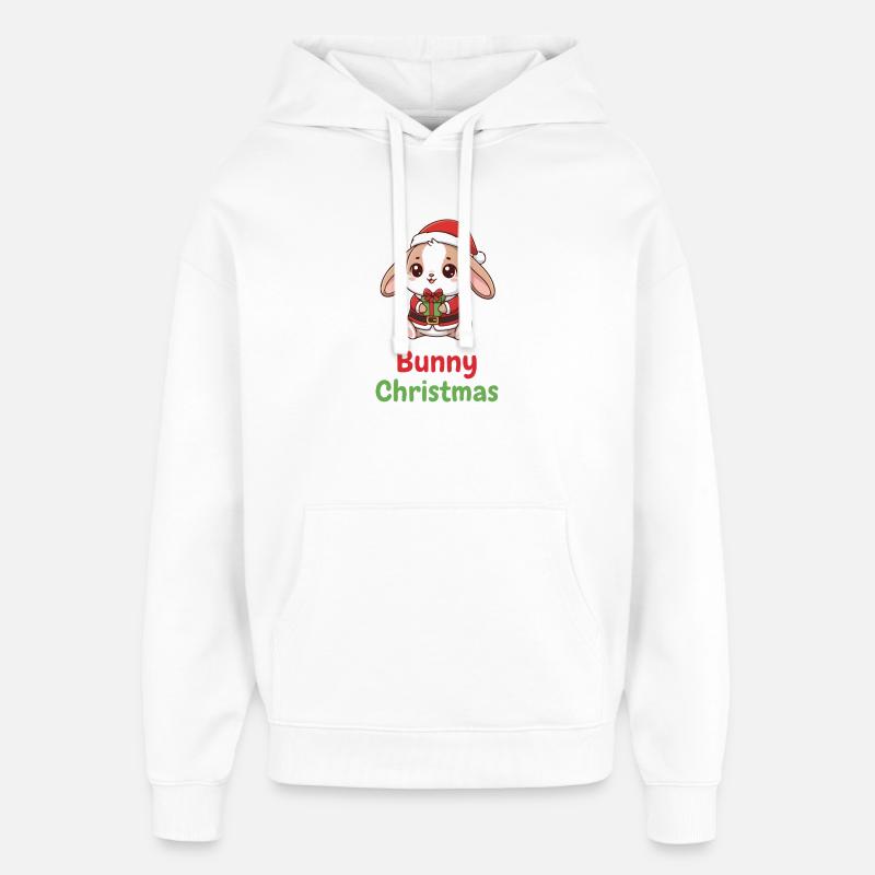 Cadeau de Noël Bunny - Sweat à capuche unisexe Stanley/Stella Oversized - blanc