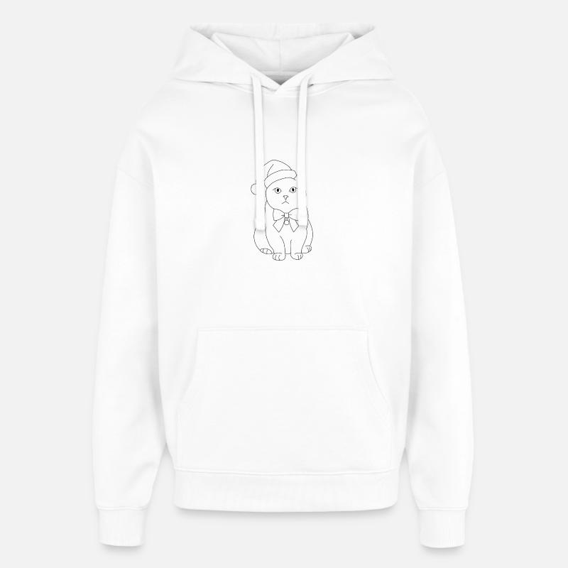 Chat de Noël  - Sweat à capuche unisexe Stanley/Stella Oversized - blanc