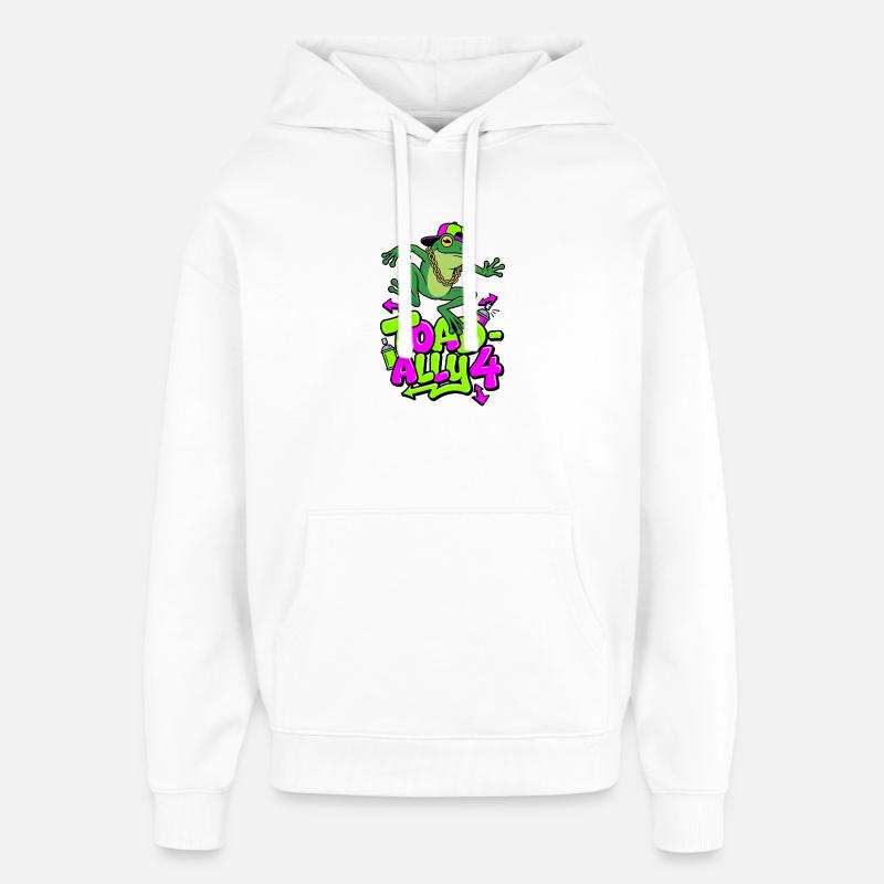 Toad-Ally 4 Crapaud Cool - Sweat à capuche unisexe Stanley/Stella Oversized - blanc